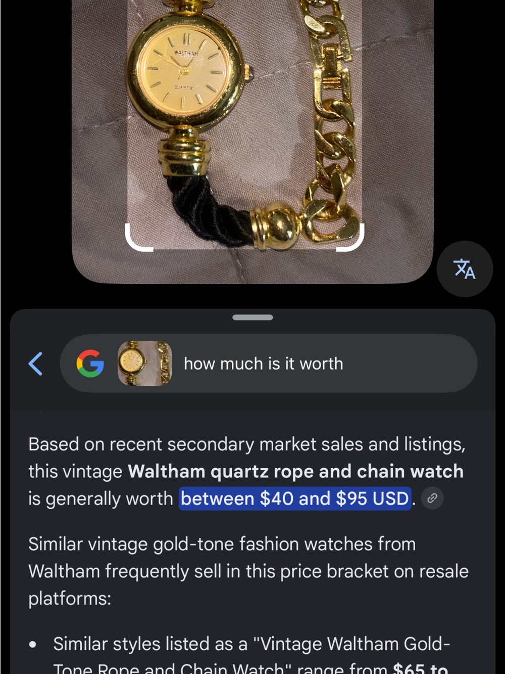 Vintage Waltham Women’s Gold-Tone Rope & Chain Watch - Gold and Black